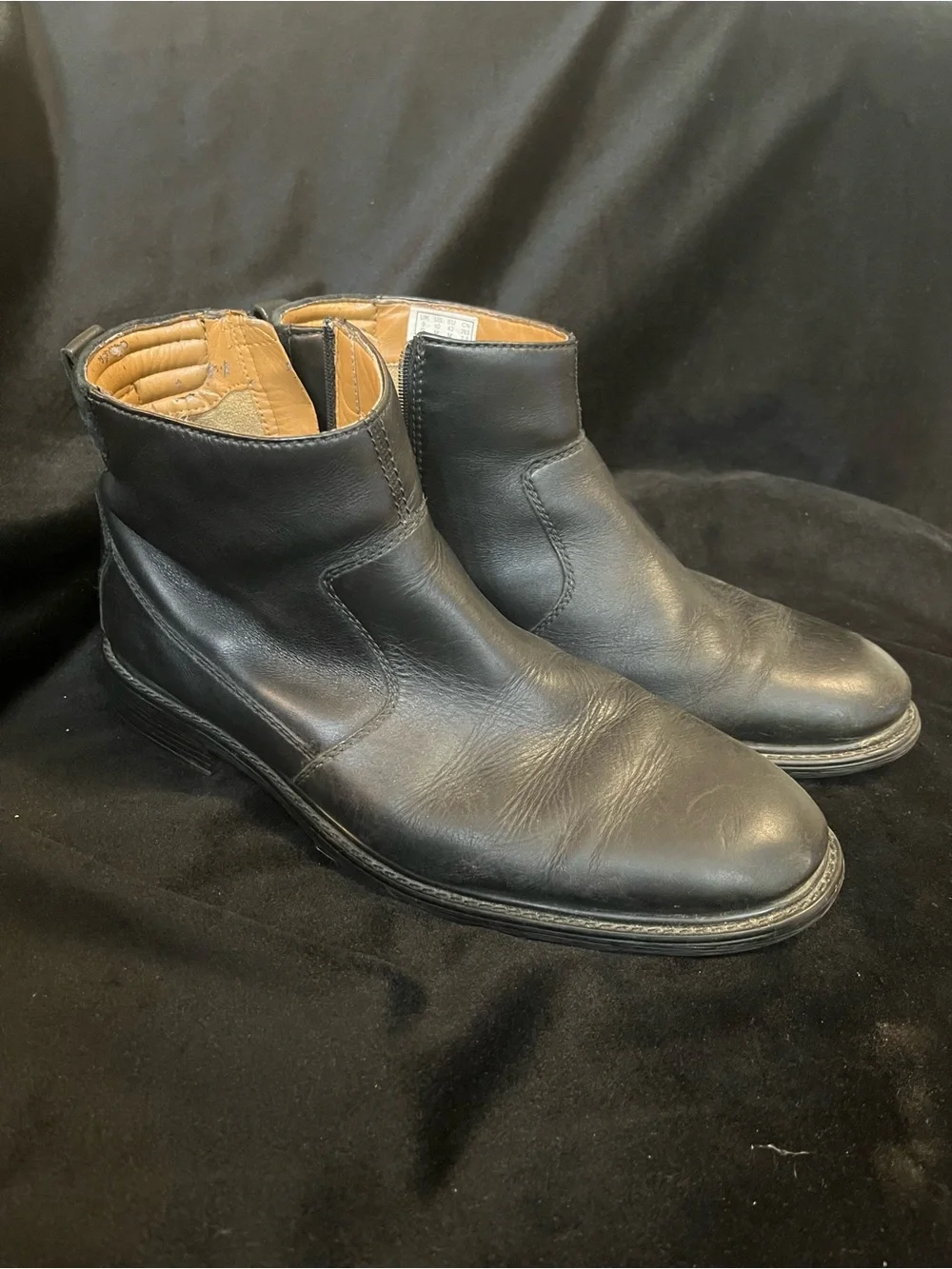Clarks Black Leather Zip-Back Ankle Boots zipper western